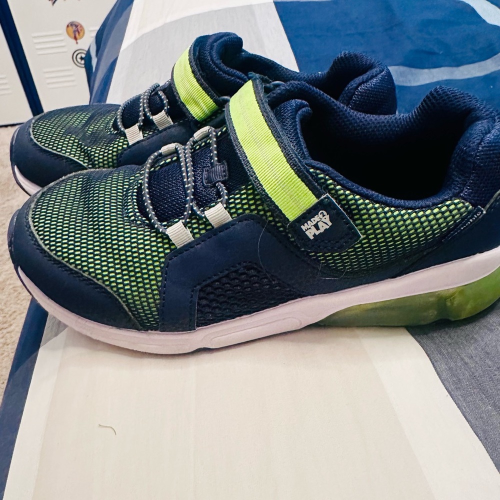 Stride Rite Navy and Lime Green Kids Sneakers